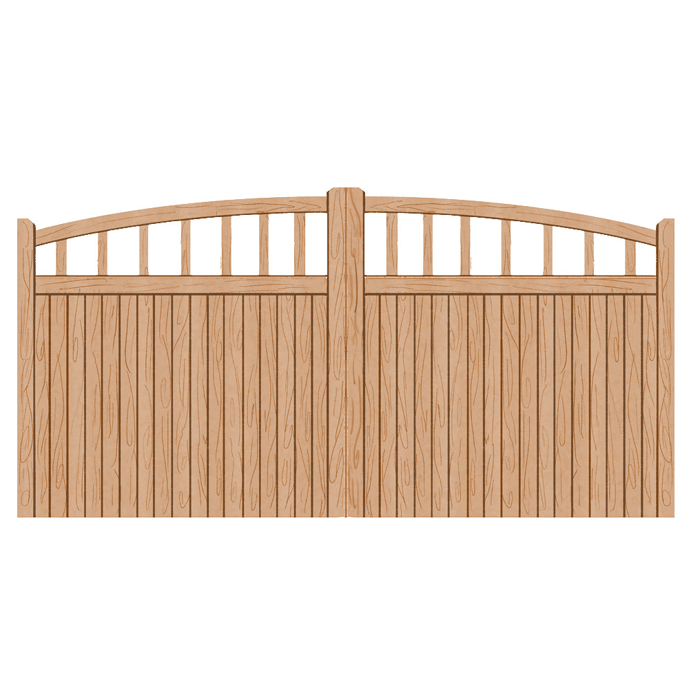 A hardwood driveway gate in a Tarporley design