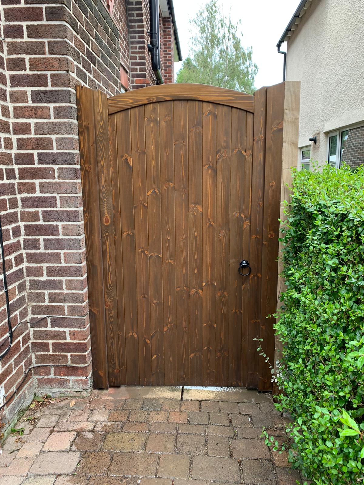 Softwood - Lymm Design - Single Side Gate - Dark Oak Stain - Front