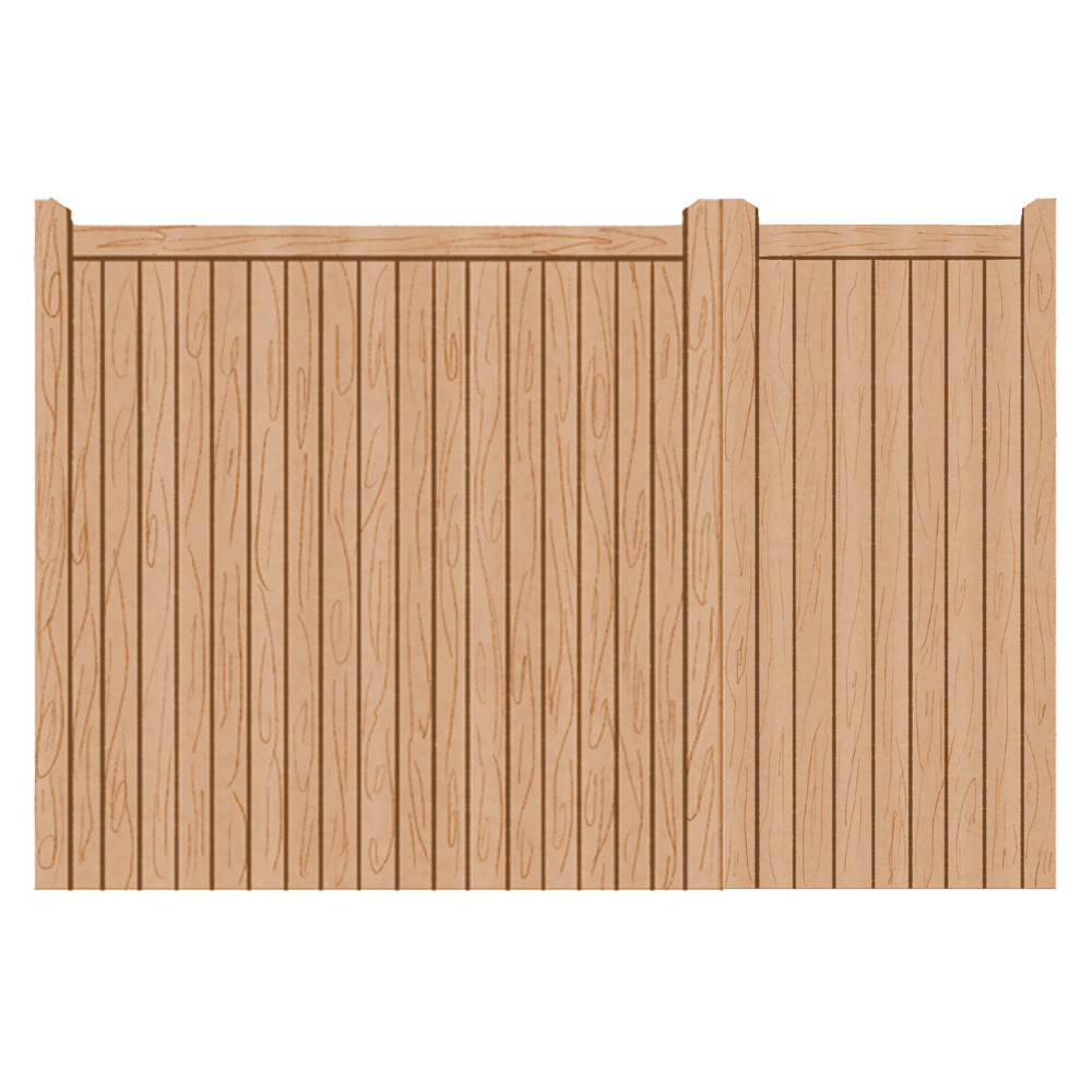 Wooden asymmetrical gates in a Village design
