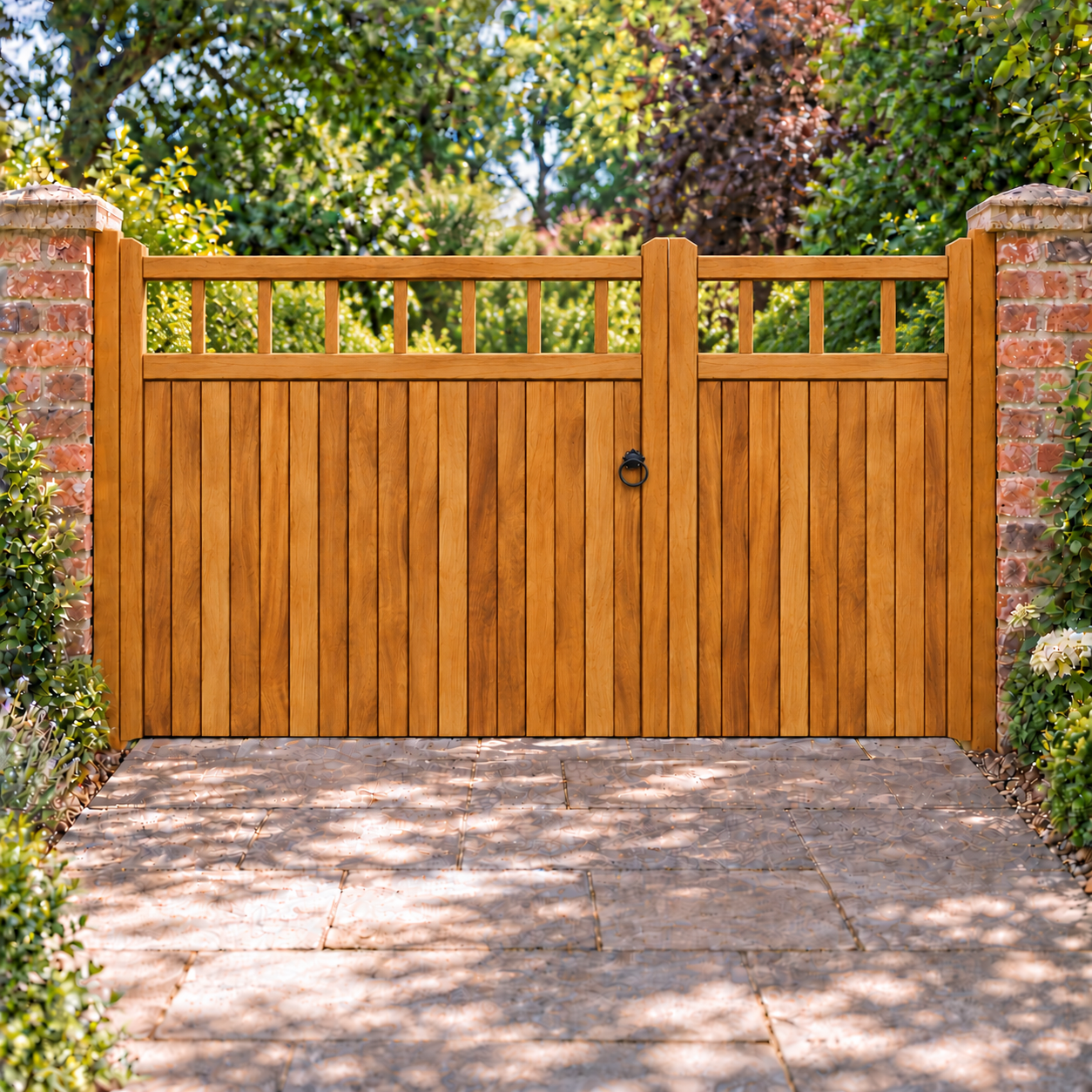 Asymmetrical Hardwood Gates - Cheshire Design