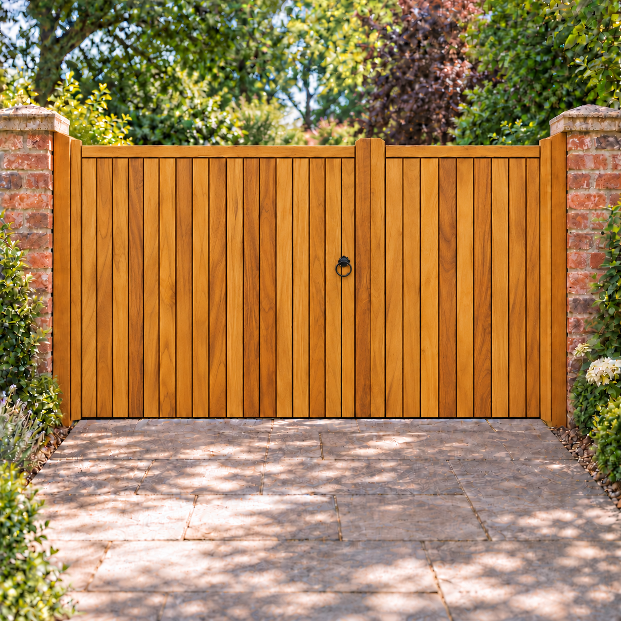 Asymmetrical Hardwood Gates - Village Design