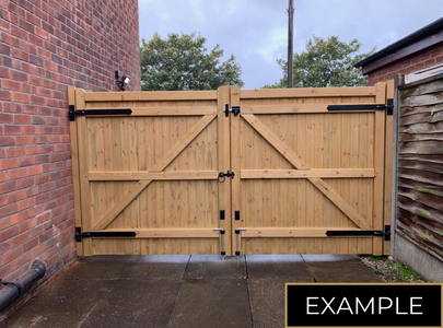 The back of a softwood double gate