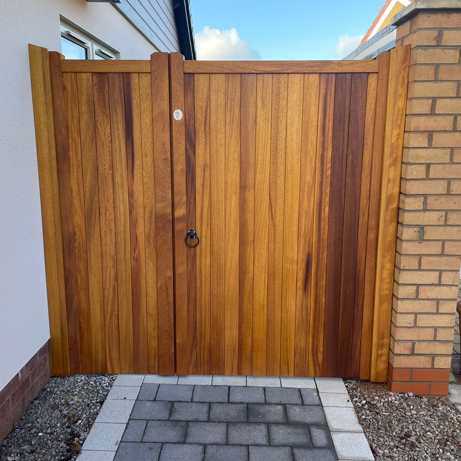 Asymmetrical Gate Asymmetrical Hardwood Gates - Village Design - Stellar Gates