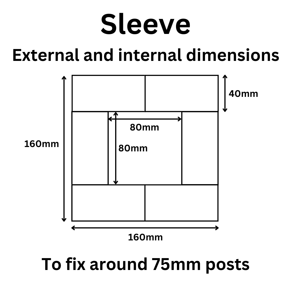 A diagram showing the dimensions for a hardwood sleeve