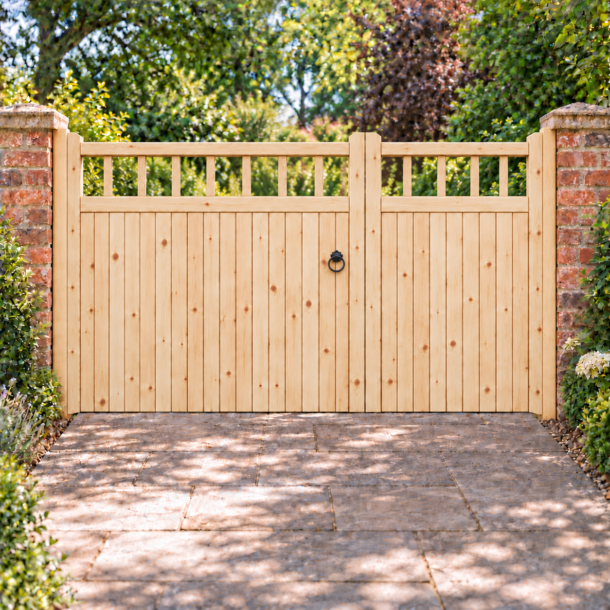 Asymmetrical Wooden Gates - Cheshire Design