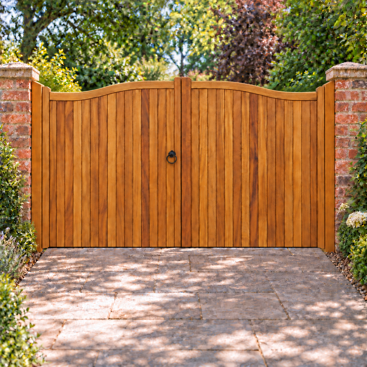 Hardwood Driveway Gates - Swan Neck Design