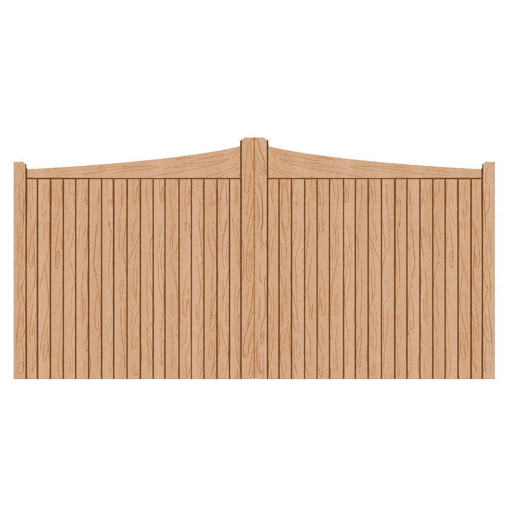 A hardwood driveway gate in a Stockton design