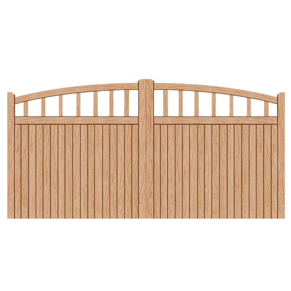 A hardwood driveway gate in a Tarporley design