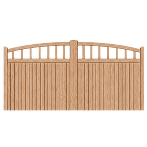 A hardwood driveway gate in a Tarporley design