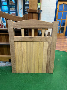 An Iroko hardwood garden gate in a Lancashire design