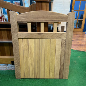 An Iroko hardwood garden gate in a Lancashire design