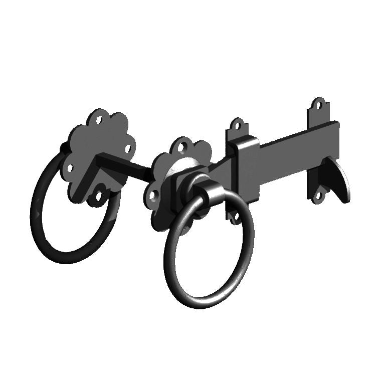 Ring Gate Lock Ring Gate Latch Black on Galvanised 175mm - Stellar Gates