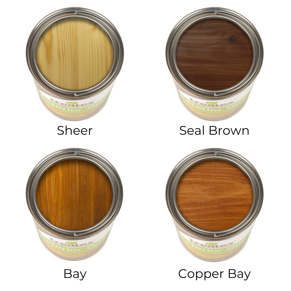 Treatex Exterior Oils - Sheer, Seal Brown, Bay and Copper Bay Versions - 1 Litre Tin