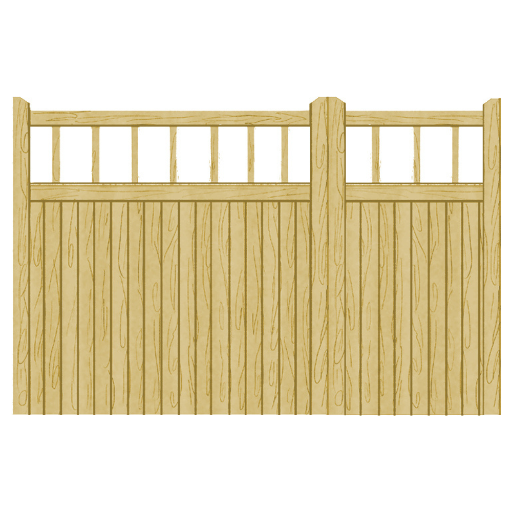 Softwood asymmetrical gates in a Cheshire design